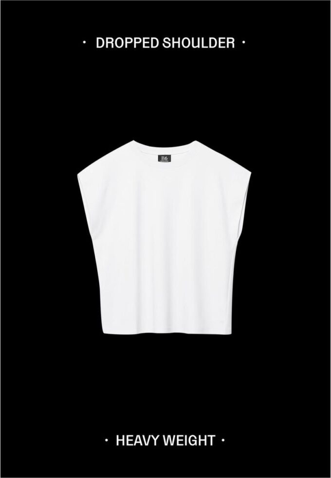 B06 T-shirt básica de ombros caídos
