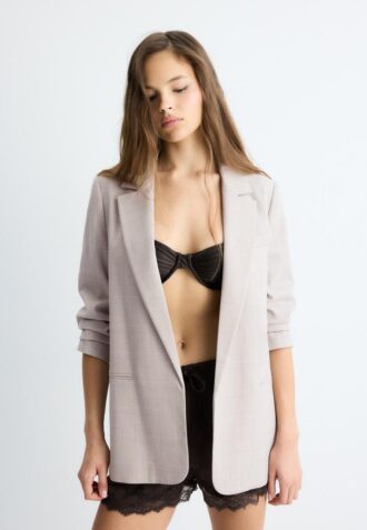 Blazer aberto às riscas