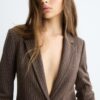 Blazer básico de malha às riscas Blazer básico de malha às riscas