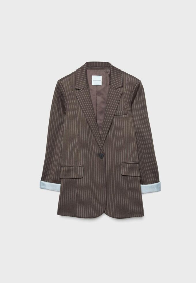 Blazer básico de malha às riscas Blazer básico de malha às riscas