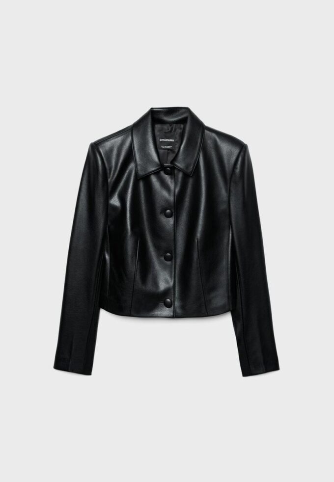 Blazer curto com efeito de pele Blazer curto com efeito de pele