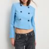 Blazer curto de gola redonda Blazer curto de gola redonda