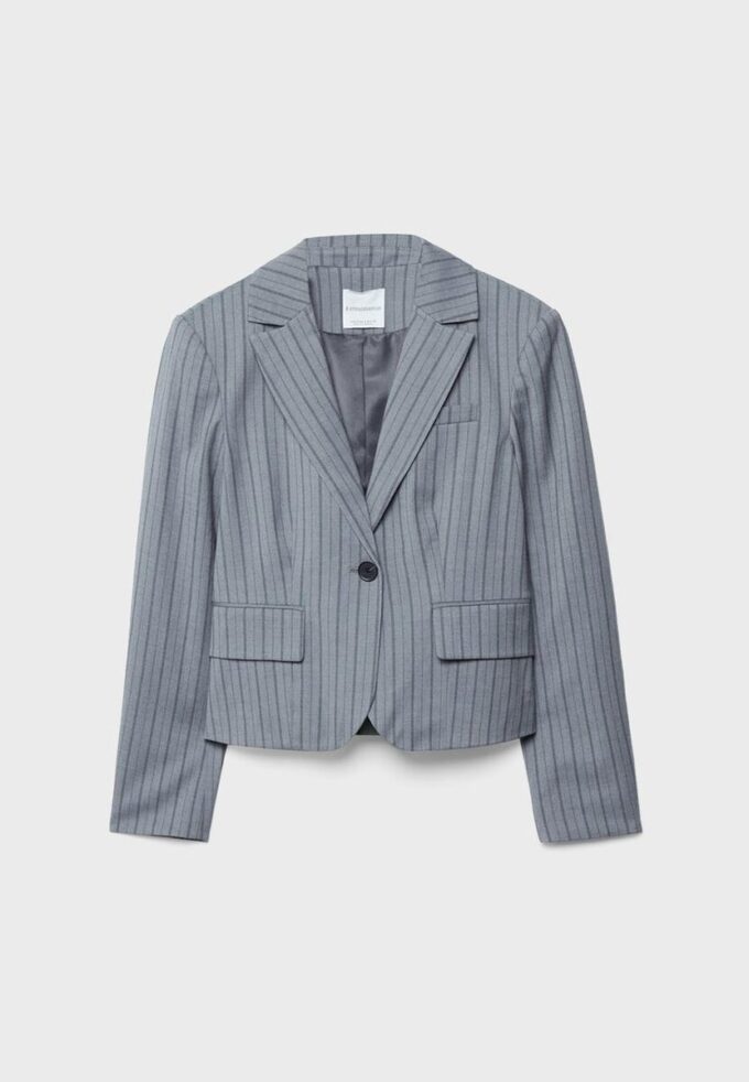 Blazer curto às riscas