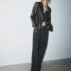 Blazer de corte regular com efeito de pele