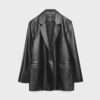 Blazer de corte regular com efeito de pele