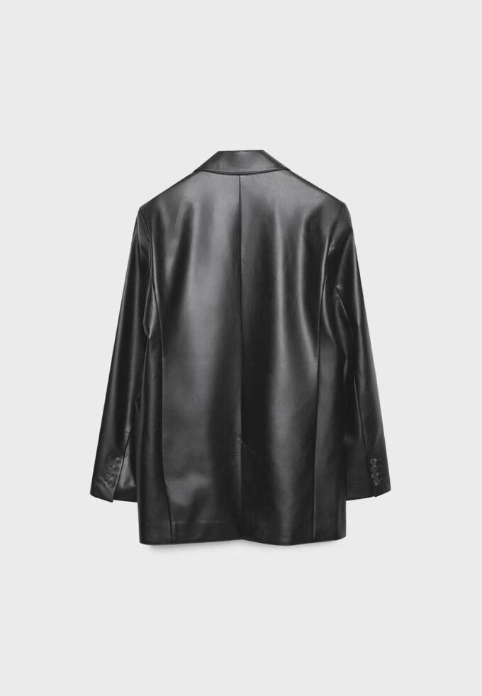 Blazer de corte regular com efeito de pele