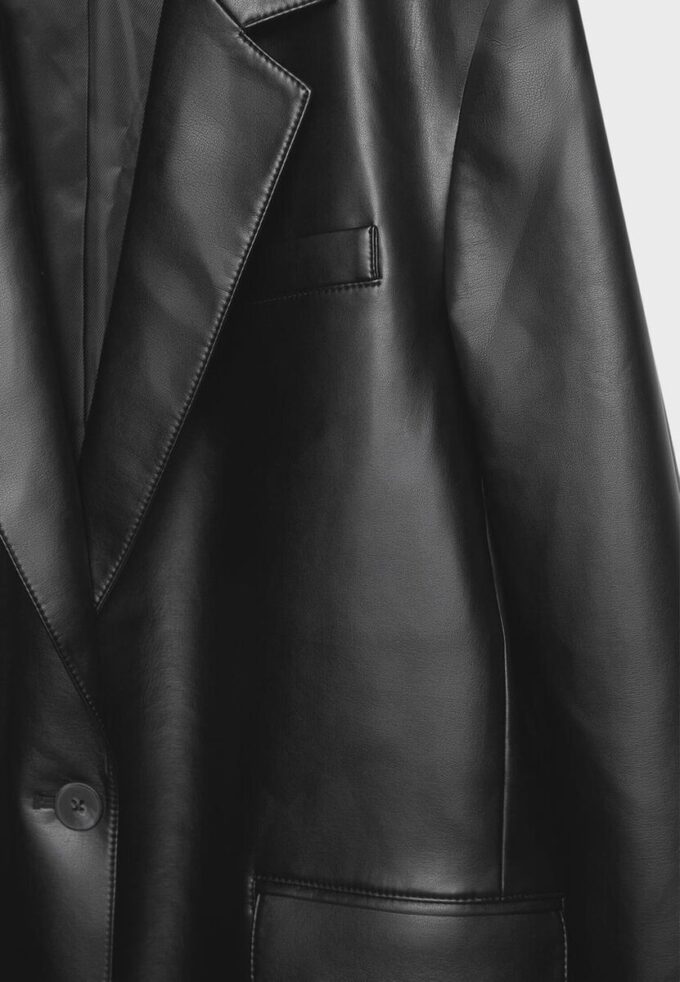 Blazer de corte regular com efeito de pele