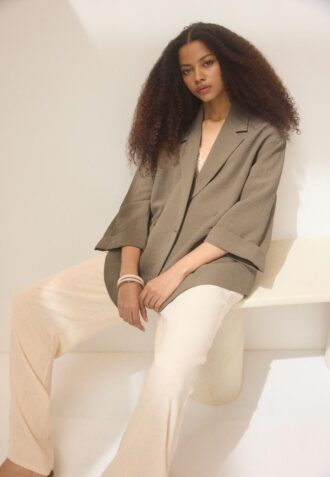 Blazer fluido de botões duplos