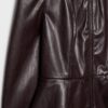 Blazer sem gola com efeito de pele e peplum