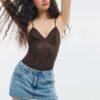 Body de renda com alças Body de renda com alças