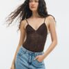 Body de renda com alças Body de renda com alças