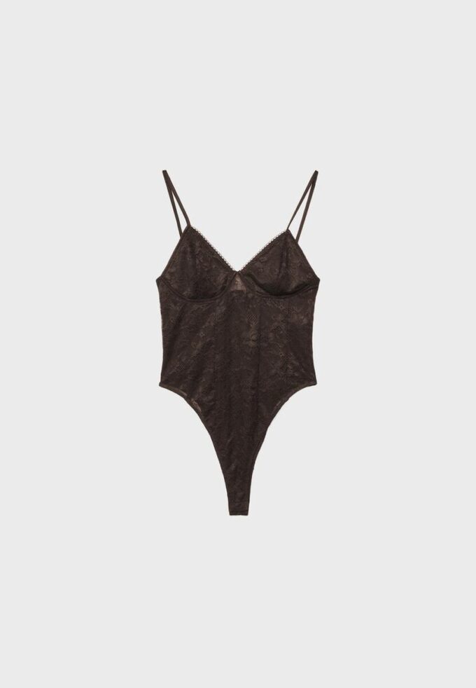 Body de renda com alças Body de renda com alças