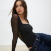Body de tule com decote quadrado Body de tule com decote quadrado