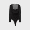 Body de tule com decote quadrado Body de tule com decote quadrado