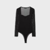 Body de tule com decote quadrado Body de tule com decote quadrado