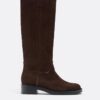 Bota de montaria plana em pele Bota de montaria plana em pele
