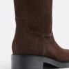 Bota de montaria plana em pele Bota de montaria plana em pele