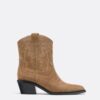 Botas de cano curto estilo cowboy em pele dividida
