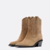 Botas de cano curto estilo cowboy em pele dividida