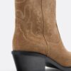 Botas de cano curto estilo cowboy em pele dividida