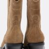 Botas de cano curto estilo cowboy em pele dividida
