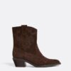 Botas de cowboy de cano curto com salto em pele dividida