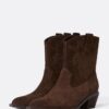 Botas de cowboy de cano curto com salto em pele dividida
