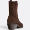 Botas de cowboy de cano curto com salto em pele dividida
