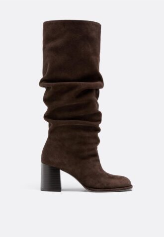 Botas de salto alto em pele slouchy