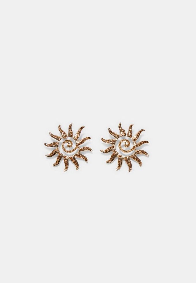 Brincos pequenos com strass em forma de sol Brincos pequenos com strass em forma de sol