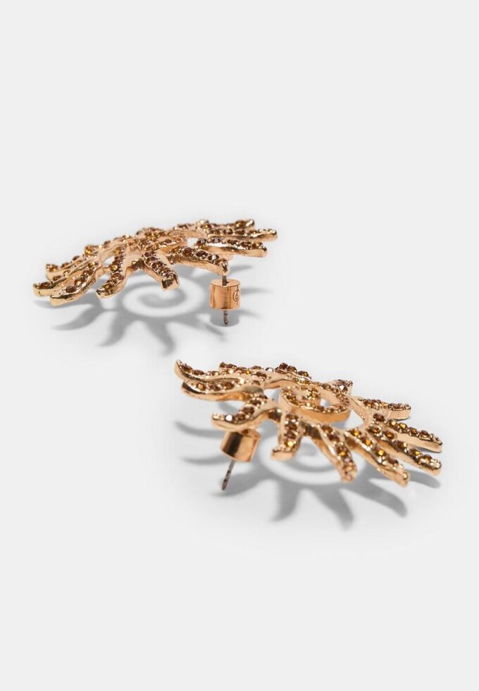 Brincos pequenos com strass em forma de sol Brincos pequenos com strass em forma de sol
