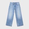 Calças de ganga de cintura baixa e perna Wide Leg com botão decorativo Calças de ganga de cintura baixa e perna Wide Leg com botão decorativo