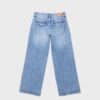 Calças de ganga de cintura baixa e perna Wide Leg com botão decorativo Calças de ganga de cintura baixa e perna Wide Leg com botão decorativo