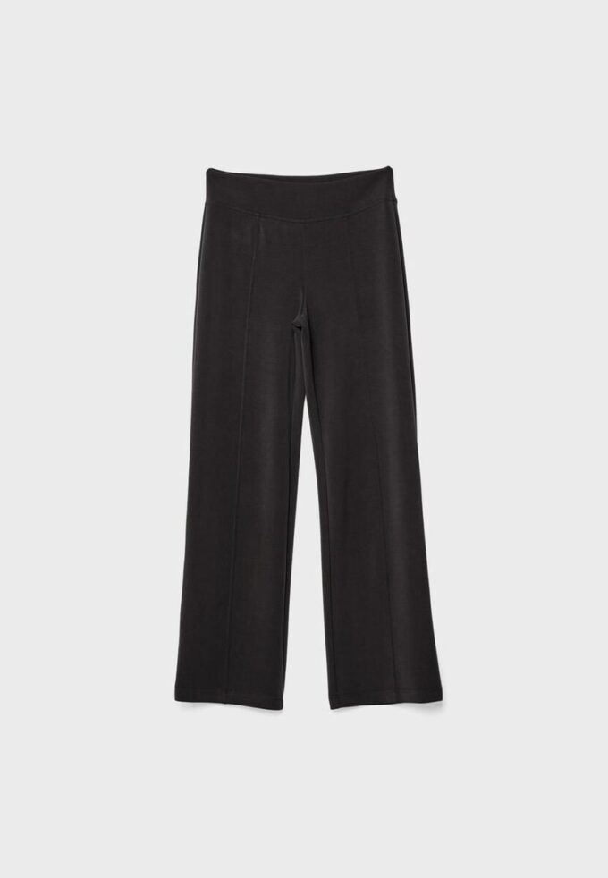 Calças de treino de corte reto com toque suave e detalhes de pregas Calças de treino de corte reto com toque suave e detalhes de pregas