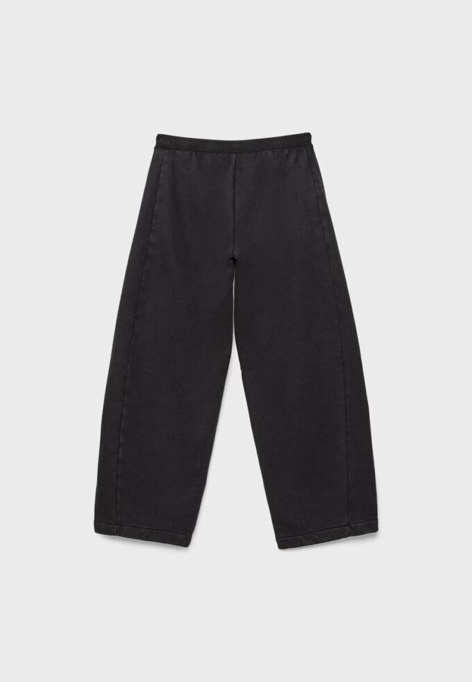 Calças de treino em malha polar com acabamento ácido e toque suave Calças de treino em malha polar com acabamento ácido e toque suave