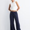 Calças Wide Leg com efeito de linho Calças Wide Leg com efeito de linho