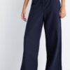 Calças Wide Leg com efeito de linho Calças Wide Leg com efeito de linho