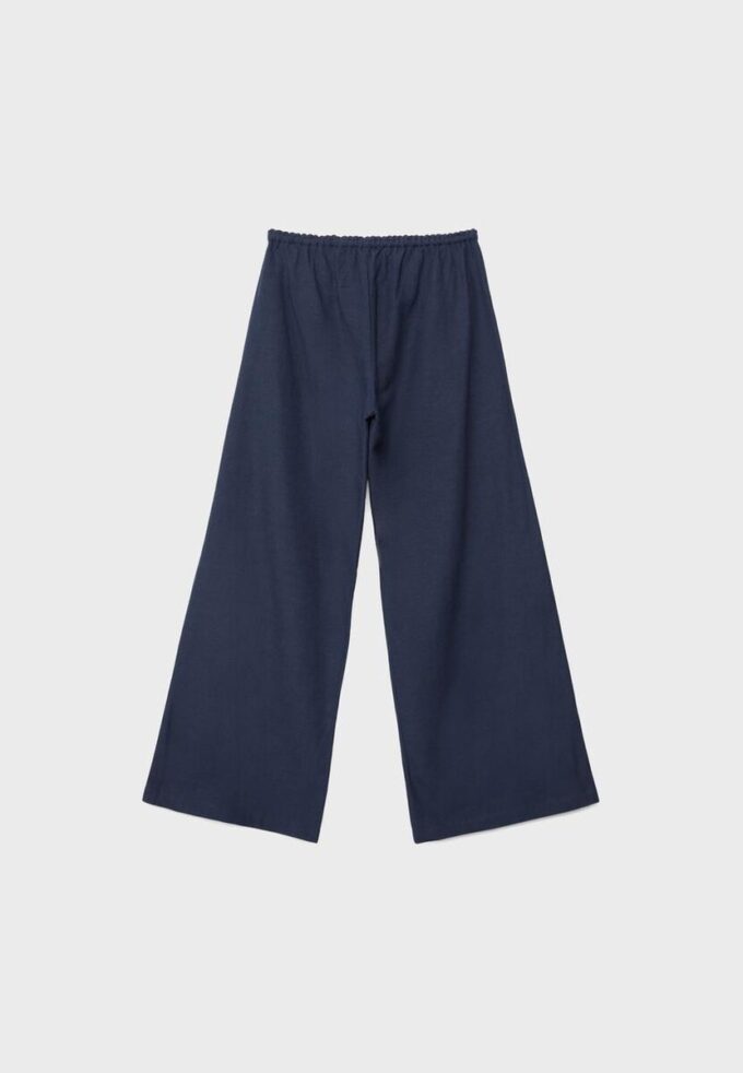 Calças Wide Leg com efeito de linho Calças Wide Leg com efeito de linho