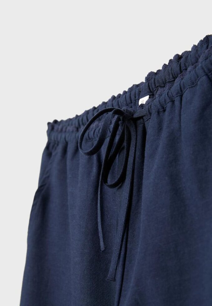 Calças Wide Leg com efeito de linho Calças Wide Leg com efeito de linho