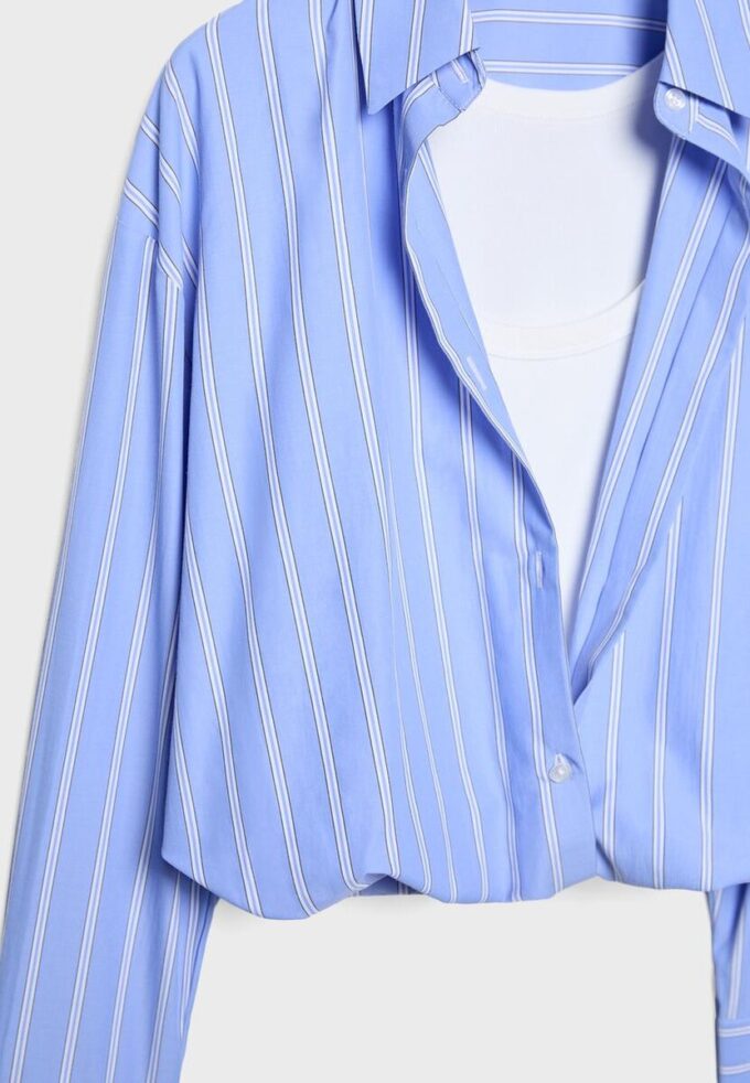 Camisa balão em dois materiais