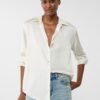 Camisa de cetim com gola Camisa de cetim com gola