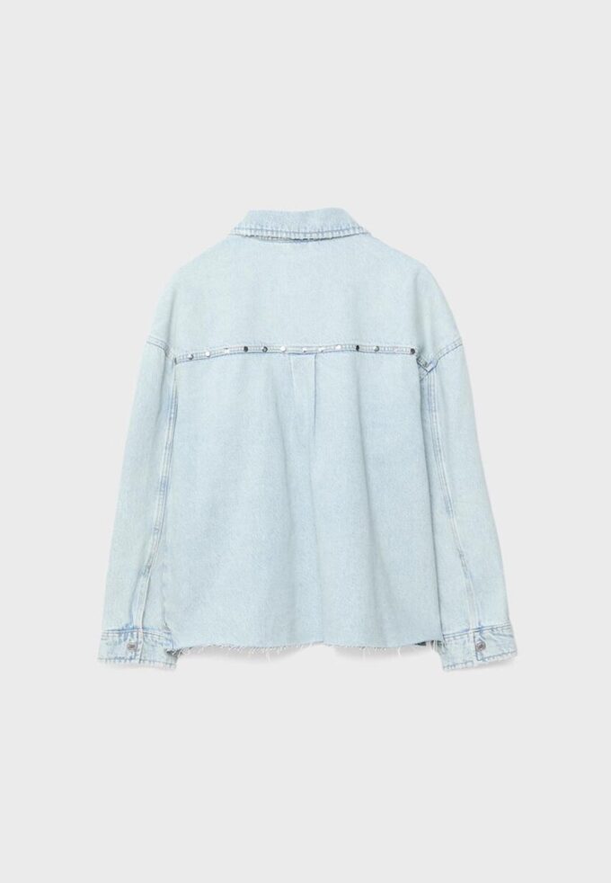 Camisa de ganga curta com tachas Camisa de ganga curta com tachas