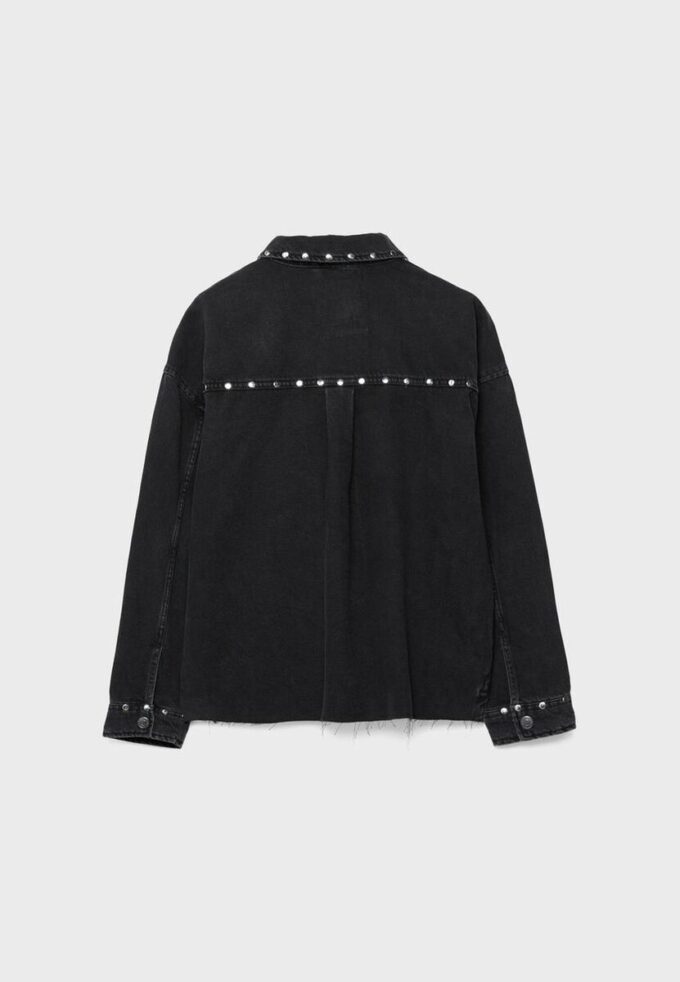 Camisa de ganga curta com tachas Camisa de ganga curta com tachas