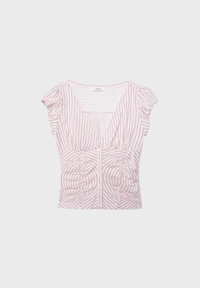 Camisa de manga curta com franzido Camisa de manga curta com franzido