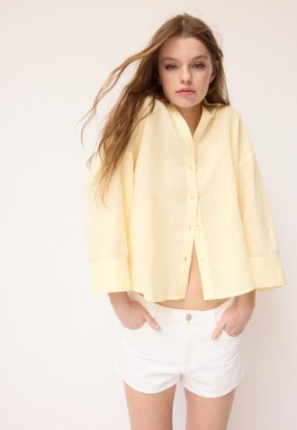 Camisas com mangas kimono com efeito de linho Camisas com mangas kimono com efeito de linho