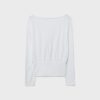 Camisas de manga comprida com decote em barco e bainha com faixa Camisas de manga comprida com decote em barco e bainha com faixa