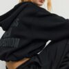 Camisola bomber com capuz estampada