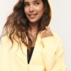 Camisola bomber com capuz estampada