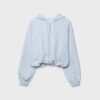 Camisola bomber com capuz estampada