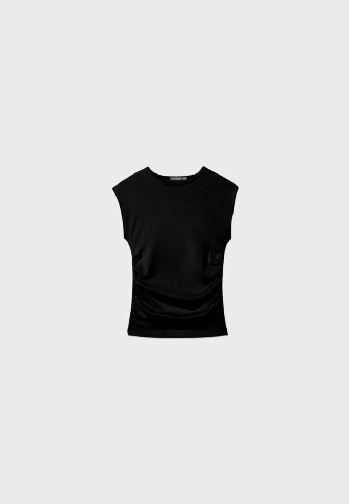 Camisola básica justa com franzido Camisola básica justa com franzido